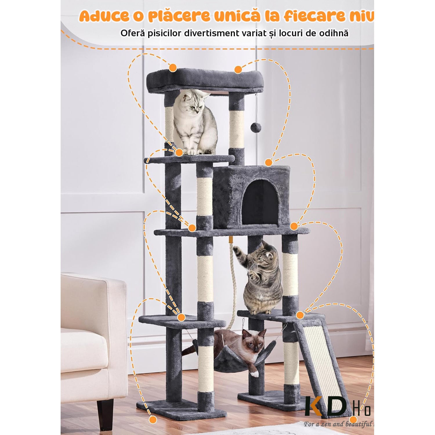 Ansamblu Joaca Pentru Pisici KD Home ClawCloud Loft Ansamblu Joaca Pentru Pisici KD Home ClawCloud Loft